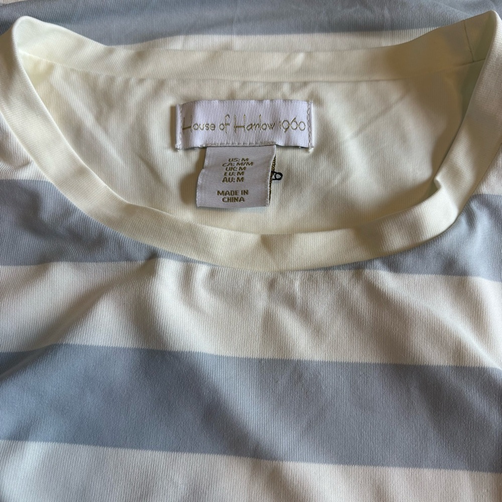House of Harlow 1960 Blue & White Striped Bodysuit Stretchy Soft Sleeveless Tank - Picture 7 of 7